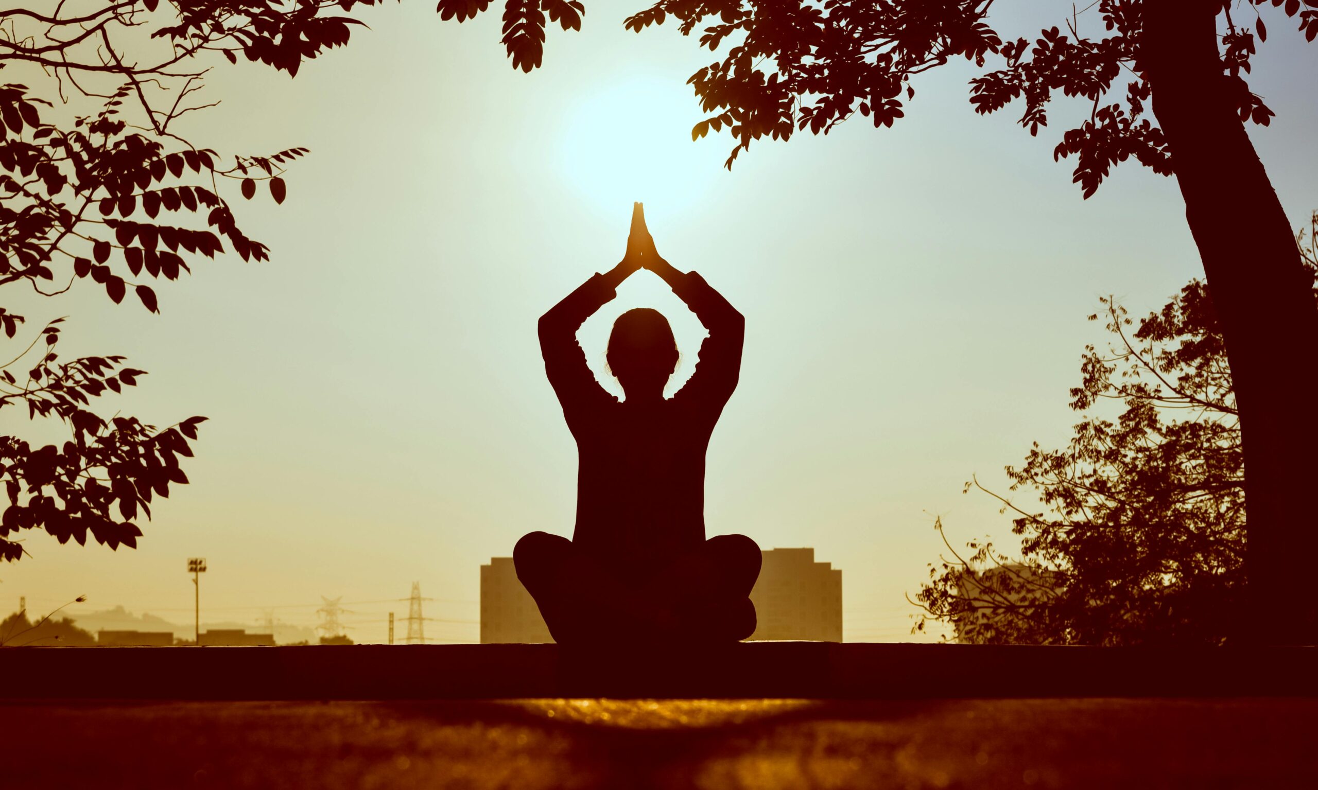 Doing yoga and meditation