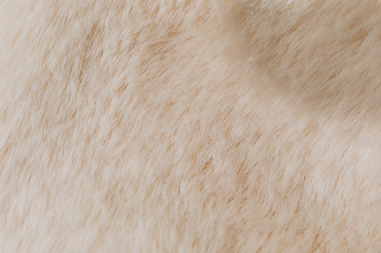 Detailed close-up of beige animal fur texture, ideal for backgrounds and design projects.